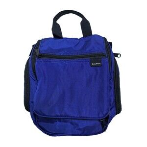 LL Bean Personal Travel Bag Vintage Toiletry Organizer Hanging Shower Blue